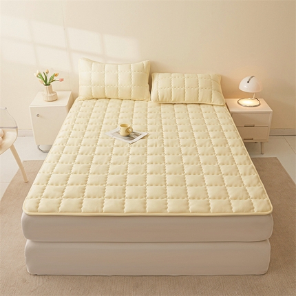 迪梦思家纺 2025新款A类亲肤磨毛床垫床护垫铺床褥子夹棉床垫 奶油黄
