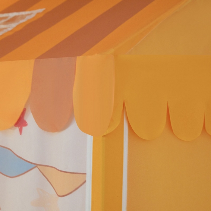 91家纺网 家纺一手货源 找家纺 卓尔居2025新款儿童小房子坐床式防摔蚊帐螺纹碳素钢支架梦幻 梦幻星屋-橘