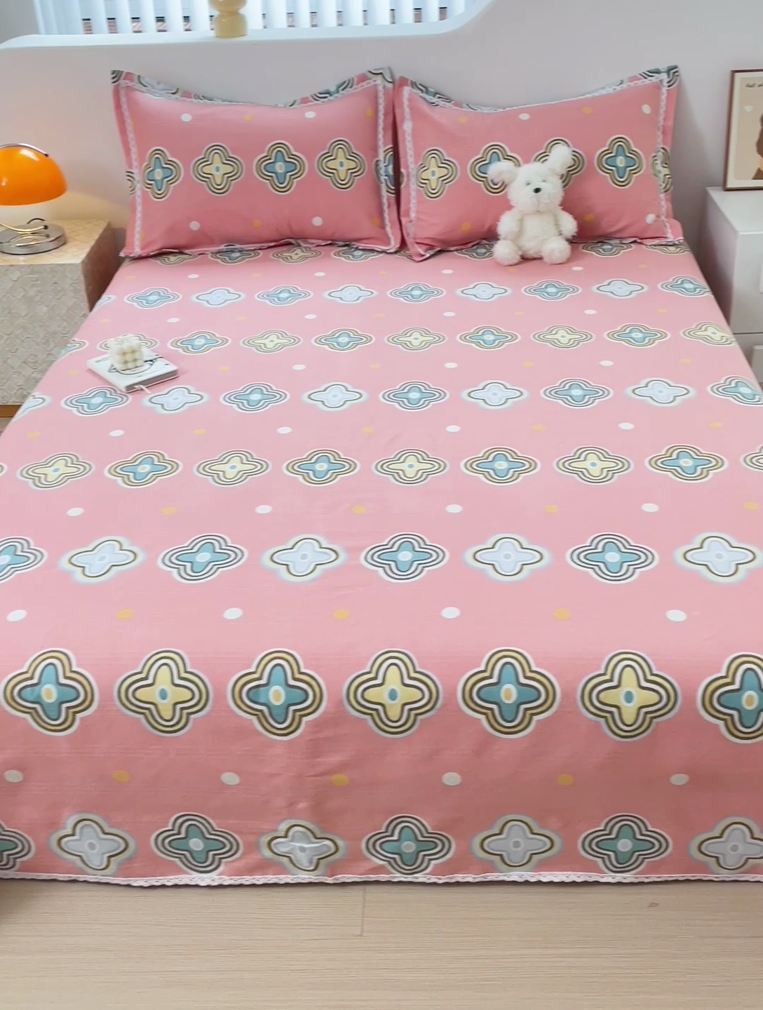 91家纺网 家纺一手货源 找家纺 2025春夏新品鱼骨棉老粗布凉席 四叶草-玉