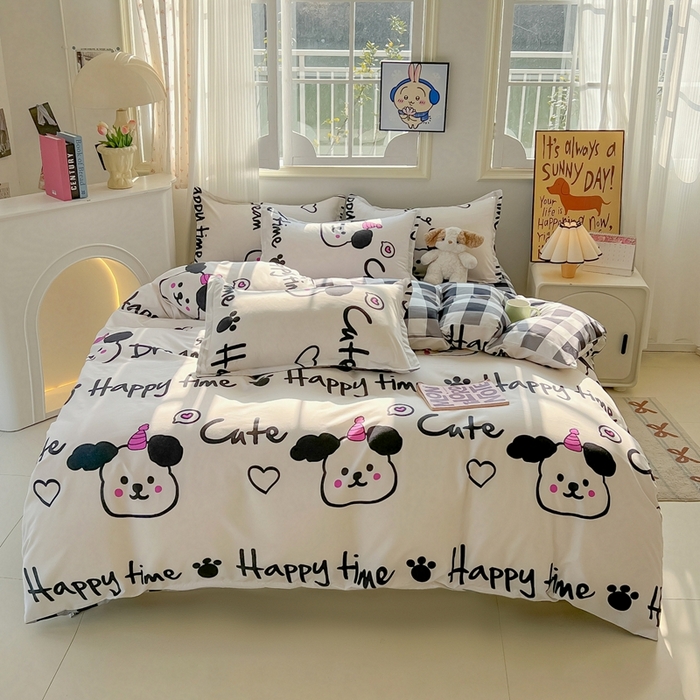 91家纺网 家纺一手货源 找家纺 梦卓家纺 2025新款亲肤芦荟棉单被套 可爱多