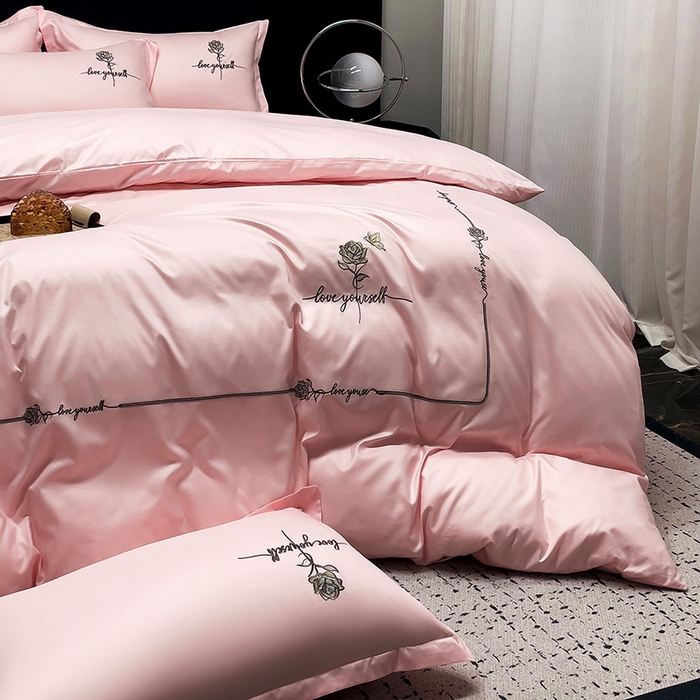 91家纺网 家纺一手货源 找家纺 （总）2025春夏新款春夏新品水洗天丝棉轻奢刺绣四件套-芸伊