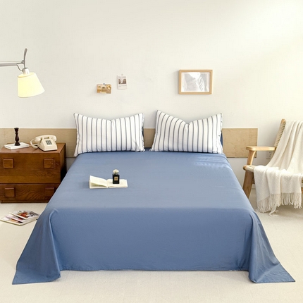 91家纺网 家纺一手货源 找家纺 天一阁 2025新款40支133*72全棉纯棉简约时尚单品床单 条纹蓝