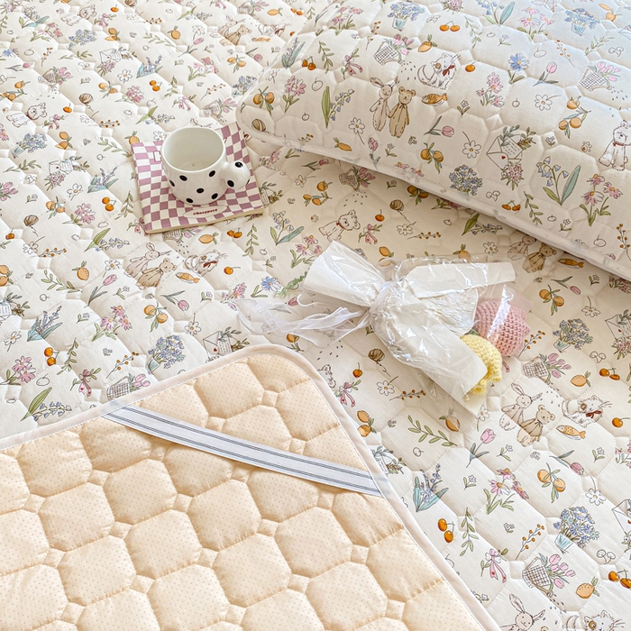 91家纺网 家纺一手货源 找家纺 鸣升家纺 2025新款全棉印花床垫 梦幻物语