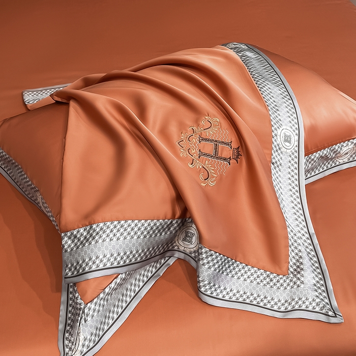 91家纺网 家纺一手货源 找家纺 露梦家纺2025新款A类水洗真丝夏被-格调 格调-秋橘色