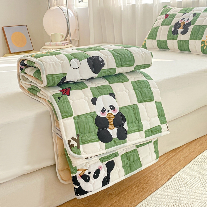 91家纺网 家纺一手货源 找家纺 鸣升家纺 2025新款全棉印花床垫 安逸胖达