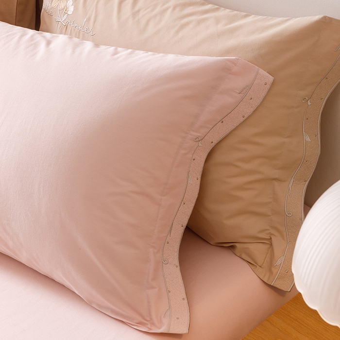 91家纺网 家纺一手货源 找家纺 （总）艾莱家纺 2025新款A类水洗棉加厚绣花四件套-栀夏