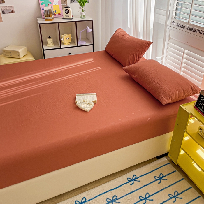 91家纺网 家纺一手货源 找家纺 仟人梦 2025新款纯色床笠 焦糖