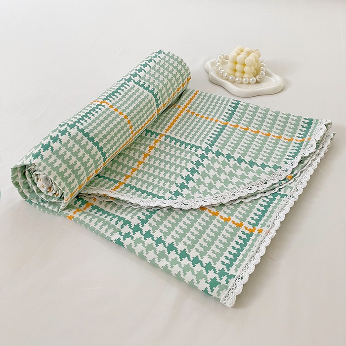 91家纺网 家纺一手货源 找家纺 2025春夏新品鱼骨棉老粗布凉席 千鸟格