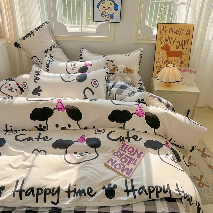 91家纺网 家纺一手货源 找家纺 梦卓家纺 2025新款亲肤芦荟棉单被套 可爱多