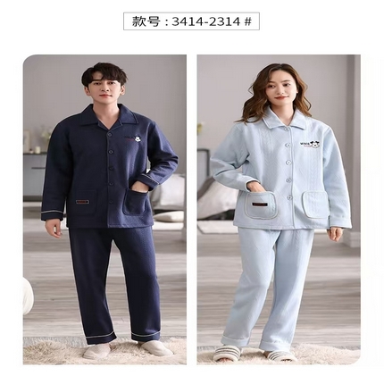 91家纺网 家纺一手货源 找家纺 （总）洛兰沙家居馆【只代发】【只代发】 纯棉夹层情侣家居服