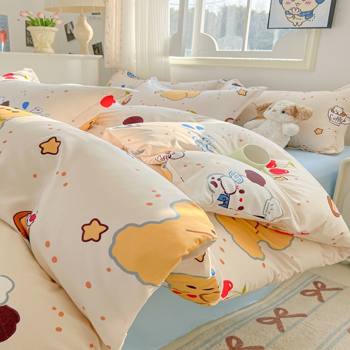 91家纺网 家纺一手货源 找家纺 梦卓家纺 2025新款亲肤芦荟棉单被套 蛋糕熊