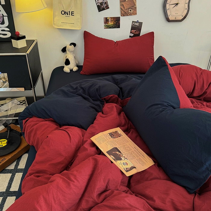 91家纺网 家纺一手货源 找家纺 （总）耀达家居 2025新款纯色A类水洗棉双拼四件套