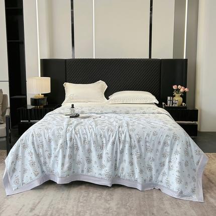 薇玛仕2025 茶小纤60S长绒棉印花镂空款蚕丝夏凉被空调被 繁花-兰