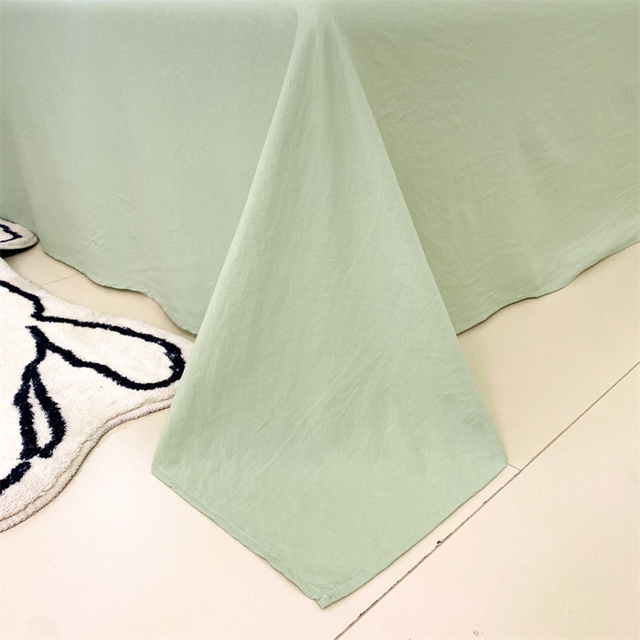 91家纺网 家纺一手货源 找家纺 盛秋家纺 2025新款亲肤格子水洗棉条纹格子四件套【简约风】伯曼+灰绿