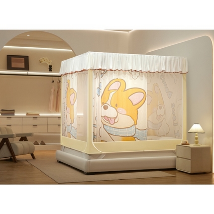 卓尔居2025新款成人坐床帘系列-曲奇小熊烤漆支架 嗨皮狗