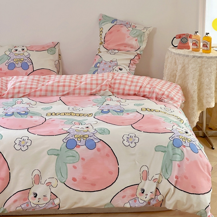 91家纺网 家纺一手货源 找家纺 （总）2025春夏新款全棉小清新卡通碎花学生季三件套四件套