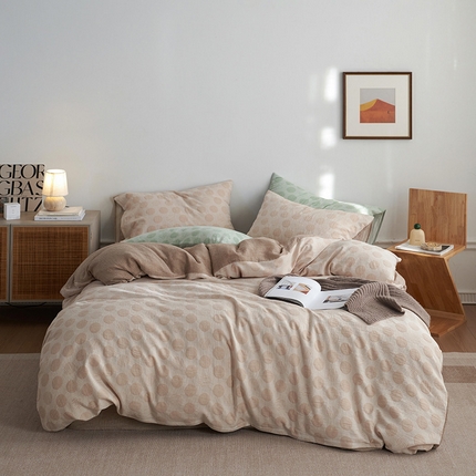 91家纺网 家纺一手货源 找家纺 艾咪 全棉立体浮雕提花双层纱四件套 波妞-咖