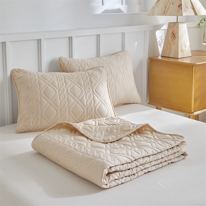 91家纺网 家纺一手货源 找家纺 温宁家纺 2025新款枕套 菱形格米色