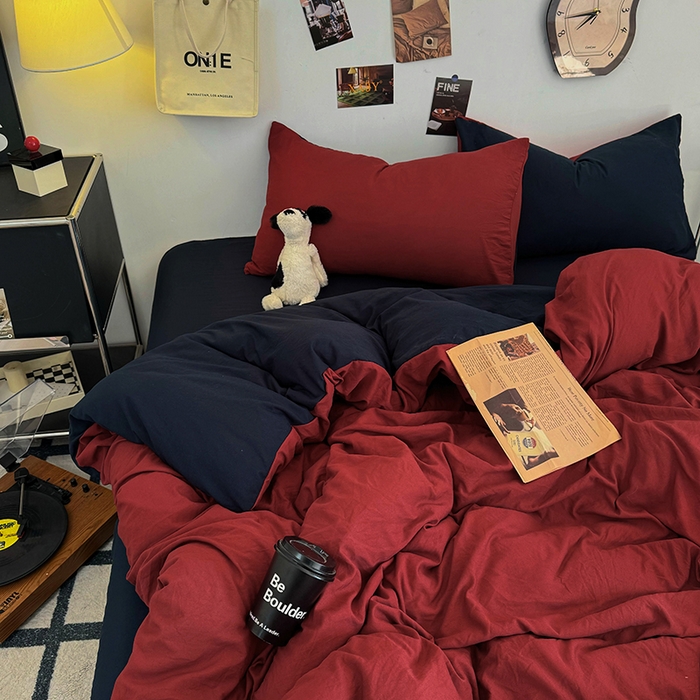 91家纺网 家纺一手货源 找家纺 （总）耀达家居 2025新款纯色A类水洗棉双拼四件套