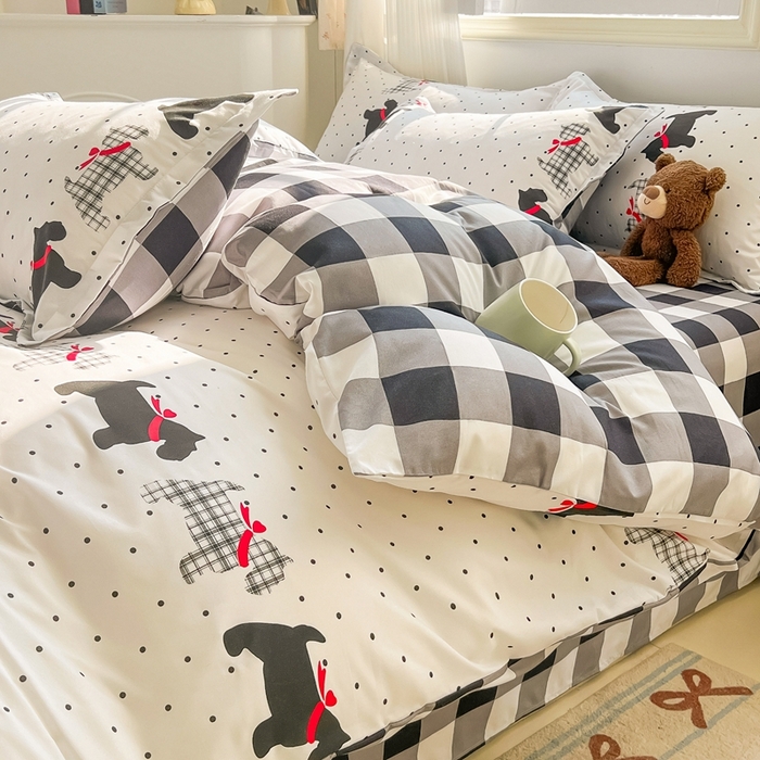 91家纺网 家纺一手货源 找家纺 梦卓家纺 2025新款亲肤芦荟棉单被套 格子汪