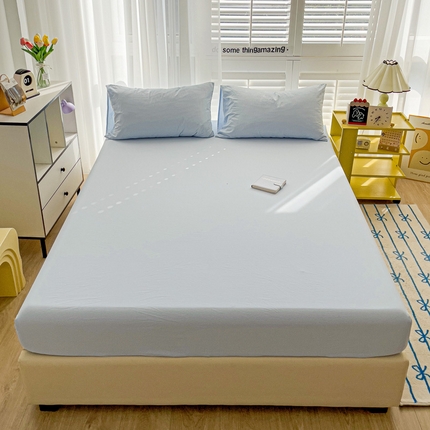 仟人梦 2025新款纯色床笠 浅蓝