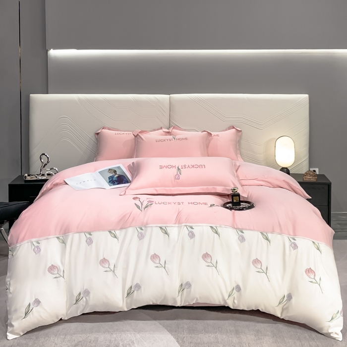 91家纺网 家纺一手货源 找家纺 （总）2025新款天丝双拼刺绣四件套-卡骆驰