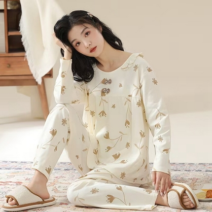 91家纺网 家纺一手货源 找家纺 （总）洛兰沙家居馆【只代发】【只代发】 【7A抑菌】睡衣女款春秋季纯棉长袖娃娃装休闲熊猫全棉家居服