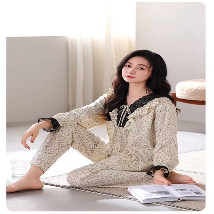 91家纺网 家纺一手货源 找家纺 （总）洛兰沙家居馆【只代发】【只代发】 拉架棉菲边款家居服