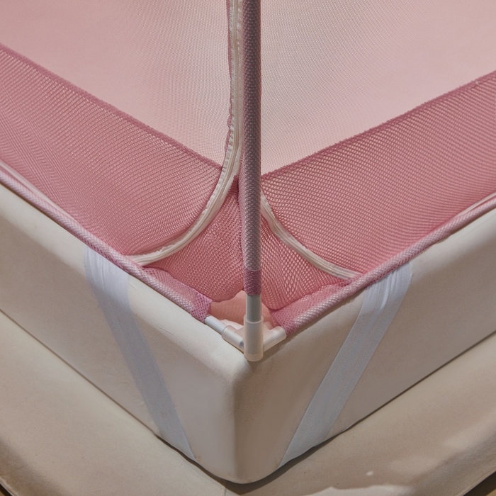 91家纺网 家纺一手货源 找家纺 卓尔居2025新款A类防蚊绗绣编织防摔坐床蚊帐 夏至-粉