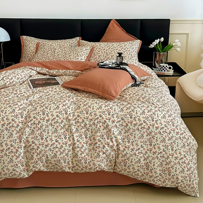 91家纺网 家纺一手货源 找家纺 2025春夏新款水洗棉麻学生小号三件套 叶叶情怀