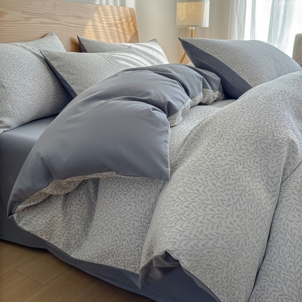 91家纺网 家纺一手货源 找家纺 （总）莱茵家居 2025春夏新款A类三层纱色织提花全棉四件套