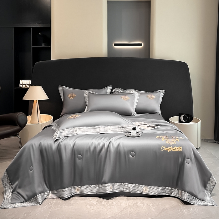 91家纺网 家纺一手货源 找家纺 露梦家纺2025新款A类水洗真丝夏被-格调 格调-高级灰