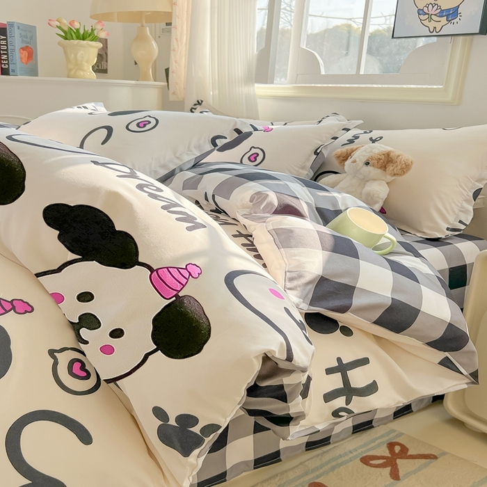 91家纺网 家纺一手货源 找家纺 梦卓家纺 2025新款亲肤芦荟棉单被套 可爱多