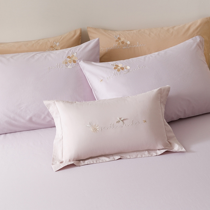 91家纺网 家纺一手货源 找家纺 艾莱家纺 2025新款A类水洗棉加厚绣花四件套-栀夏 栀夏-青叶紫