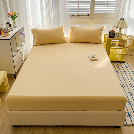 仟人梦 2025新款纯色床笠 浅驼