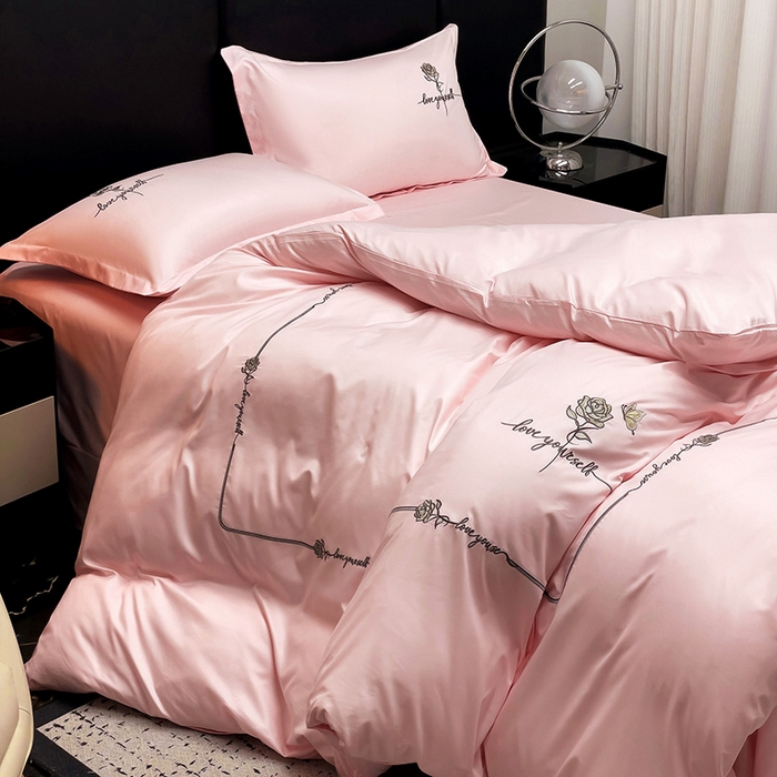 91家纺网 家纺一手货源 找家纺 （总）2025春夏新款春夏新品水洗天丝棉轻奢刺绣四件套-芸伊