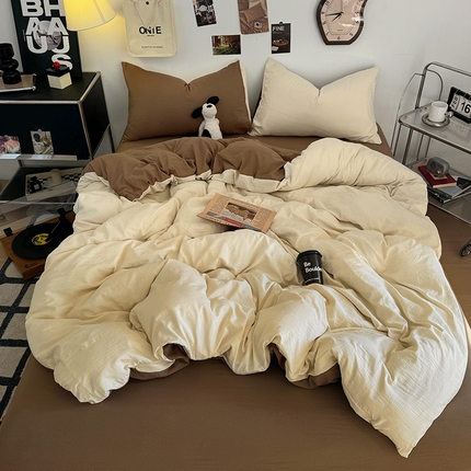 91家纺网 家纺一手货源 找家纺 （总）耀达家居 2025新款纯色A类水洗棉双拼四件套