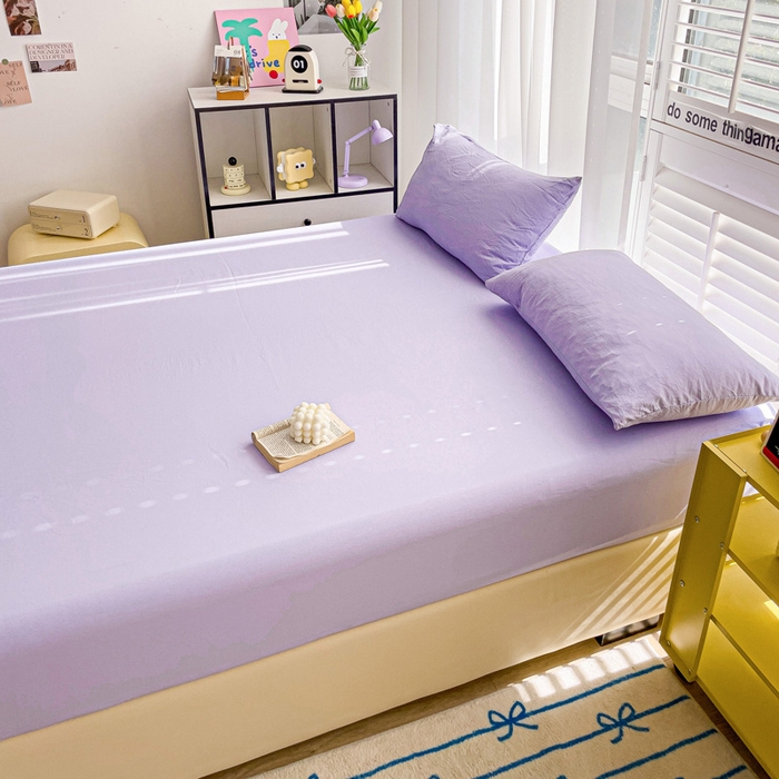 91家纺网 家纺一手货源 找家纺 仟人梦 2025新款纯色床笠 浅紫