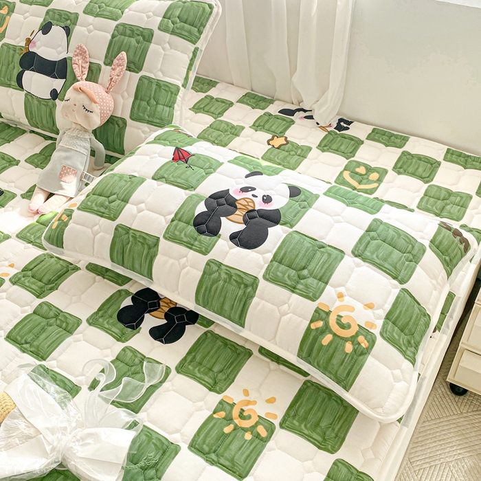 91家纺网 家纺一手货源 找家纺 鸣升家纺 2025新款全棉印花床垫 安逸胖达