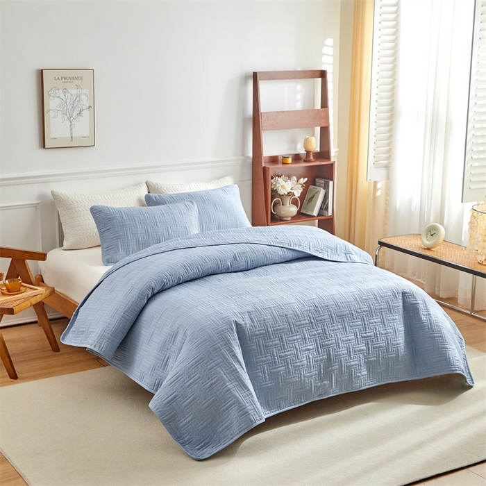 91家纺网 家纺一手货源 找家纺 温宁家纺 2025新款枕套 横竖格蓝色