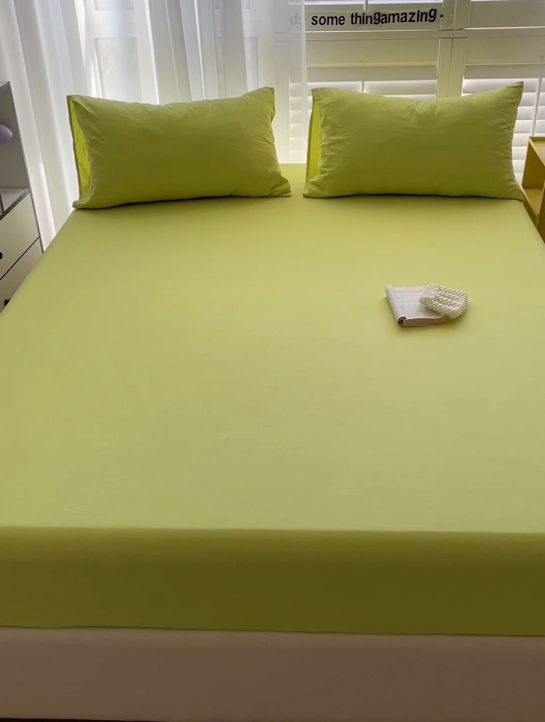 91家纺网 家纺一手货源 找家纺 仟人梦 2025新款纯色床笠 果绿