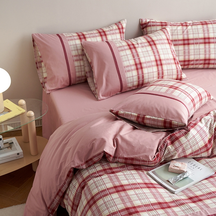 91家纺网 家纺一手货源 找家纺 安莱生活 2025新款全棉日式侘寂风条格系列四件套 梵羽