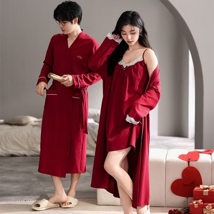 （总）洛兰沙家居馆【只代发】【只代发】 拉架棉婚庆睡袍家居服