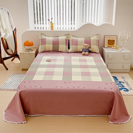 2025春夏新品鱼骨棉老粗布凉席 宜家-粉