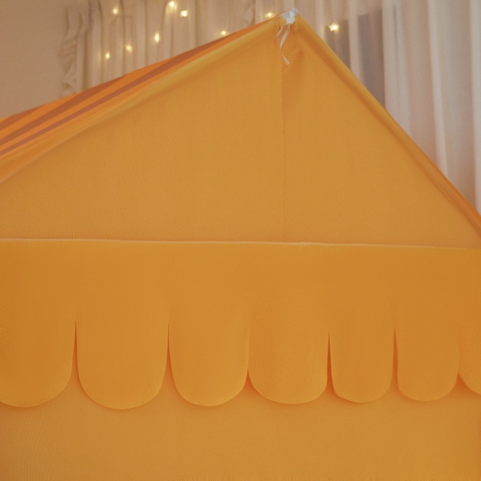 91家纺网 家纺一手货源 找家纺 卓尔居2025新款儿童小房子坐床式防摔蚊帐螺纹碳素钢支架梦幻 梦幻星屋-橘