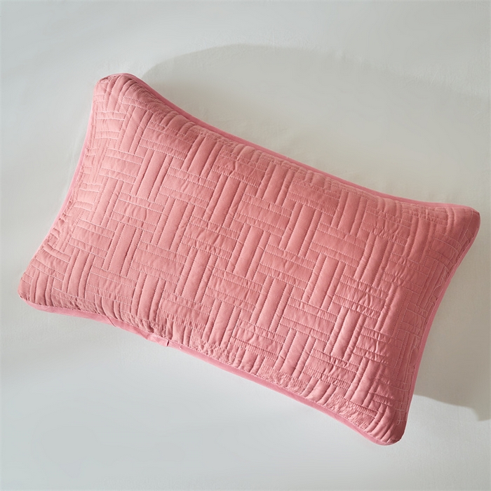 91家纺网 家纺一手货源 找家纺 温宁家纺 2025新款枕套 横竖格豆沙