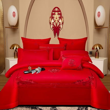 91家纺网 家纺一手货源 找家纺 （总）蒂爵2025新款婚庆四件套A版长绒棉绣花 B版100长绒棉（加大+20元）			