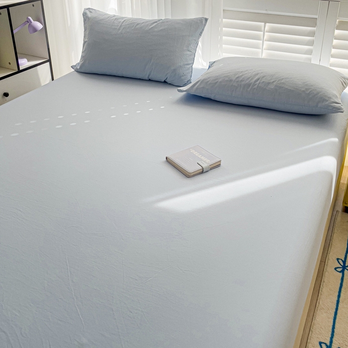 91家纺网 家纺一手货源 找家纺 仟人梦 2025新款纯色床笠 浅蓝