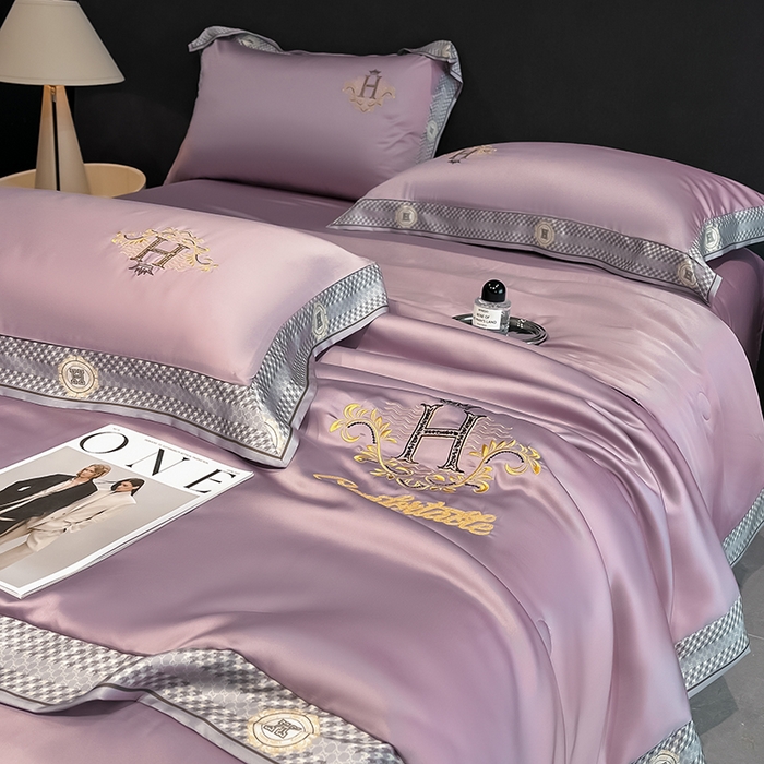 91家纺网 家纺一手货源 找家纺 露梦家纺2025新款A类水洗真丝夏被-格调 格调-玫瑰紫
