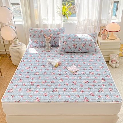 鸣升家纺 2025新款全棉印花床垫 闲绕花枝
